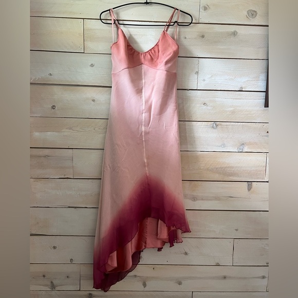 VTG Y2K Silk Pink Ombre Dress sz 2 - Picture 1 of 6